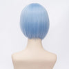 Qp hairShort Blue Wig for Rem Cosplay Girl Women Anime Cute Bob Wigs with Bangs for Halloween + Free Cap