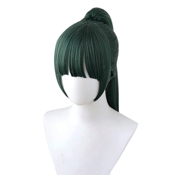 Qp hairEbingoo Green Wig for Women Short Straight Wig with Ponytail Cosplay Wig for Anime Party Halloween (with Wig Cap)