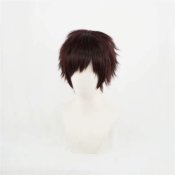 Qp hairCOSPLAZA Brown Short Layered Hair for Man Overhaul Hero Animation Character Halloween Party Cosplay Wigs