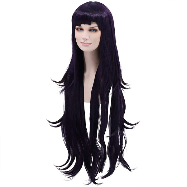 Qp hairCfalaicos Dark Purple Cosplay Wig Costume Wigs with Bangs + Free Wig Cap