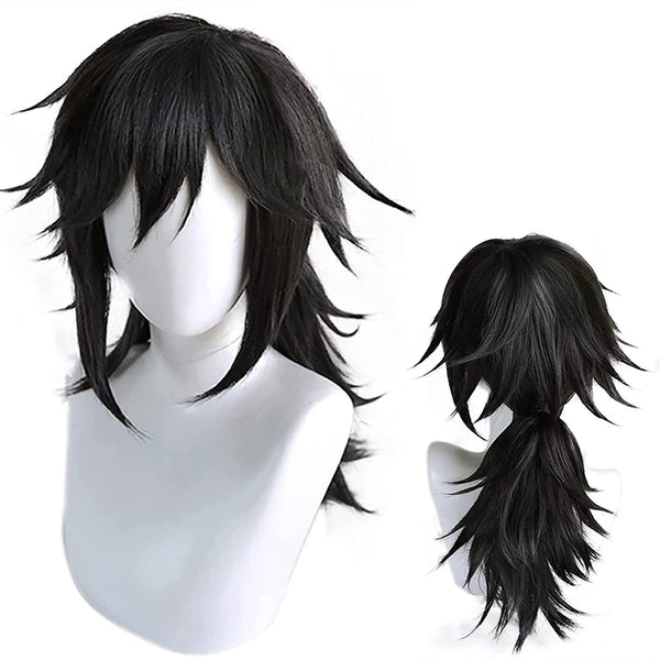 Qp hairEbingoo Green Wig for Women Short Straight Wig with Ponytail Cosplay Wig for Anime Party Halloween (with Wig Cap)