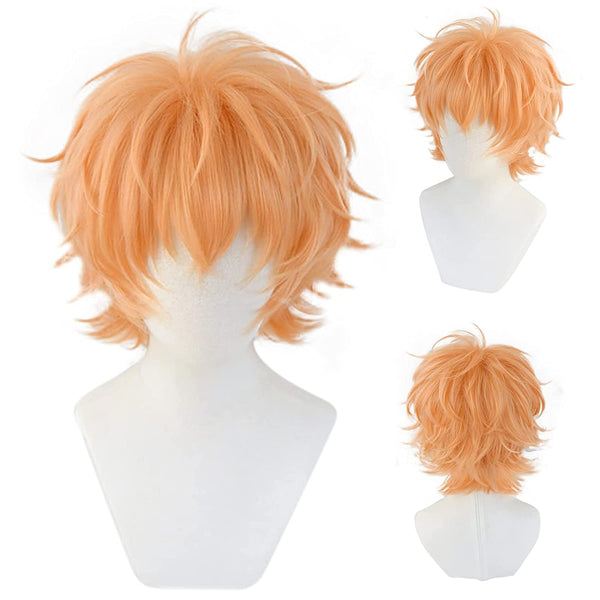 Qp hairEbingoo Green Wig for Women Short Straight Wig with Ponytail Cosplay Wig for Anime Party Halloween (with Wig Cap)