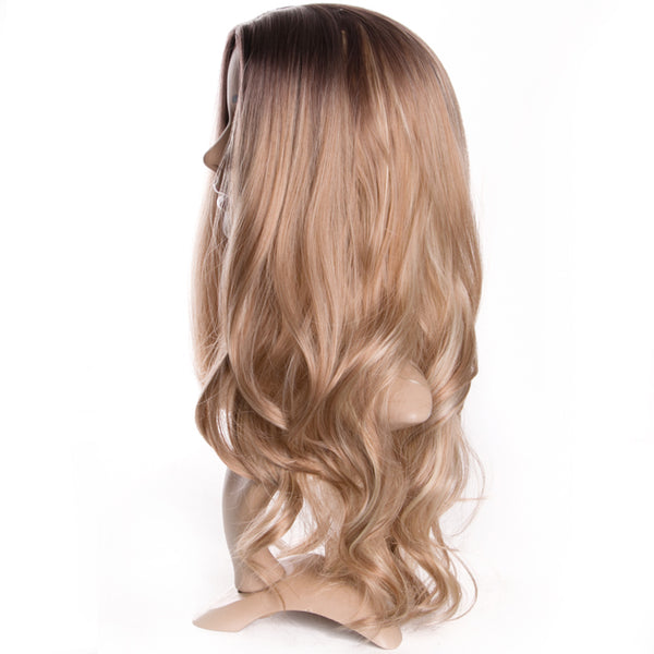 Qp hairBody Wave Synthetic Hair Wig For Women,20 Inch afro wig cosplay,Blonde Ombre color Hair Long