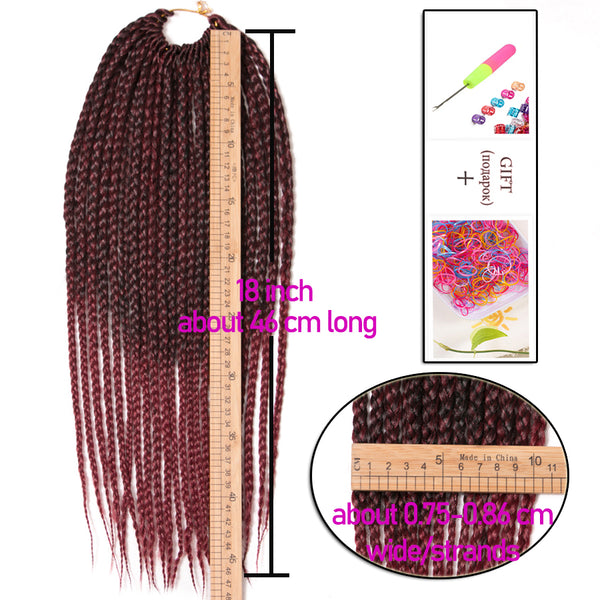 Qp hairBraiding hair 18 inch Synthetic Box Crochet Hair Extensions,22 strands/piece Ombre Braids Brown Black Blonde