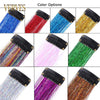 Qp hairClip-In One Piece Synthetic Hair Extension Sparkle Shiny Fake Hair Women Hippie for Braiding Headdress Tinsel Rainbow Dazzles