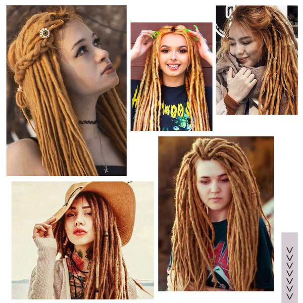 Doris beauty Dreadlocks Crochet Twist Braiding Hair Pieces Synthetic Fiber Dreadlocks Natural Blond Hair Extensions For Women