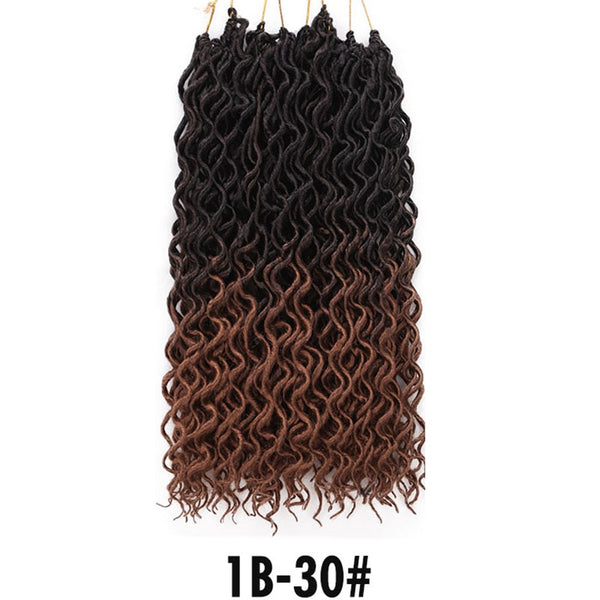 Doris beauty Goddess Faux Locs Curly Crochet Braids Hair 24Roots 18Inch Ombre Synthetic Dreadlocks Hair Extensions For Women