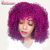 Doris beauty Purple Afro Curly Wigs for African American Women 12'' Synthetic Short Wig Natural Hair Bangs Ombre Pink Magenta