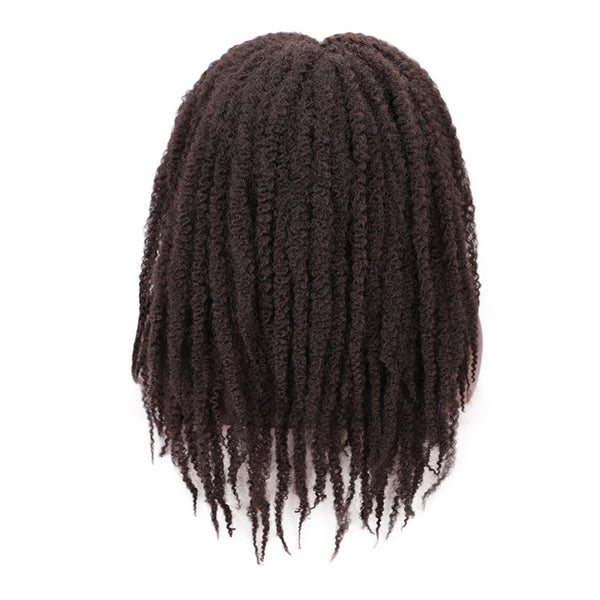 Doris beauty Synthetic Dreadlock Marley Braids Ombre Braiding Hair Wig for Women Afor Kinky Curly Wig Black Ombre Brown Wig