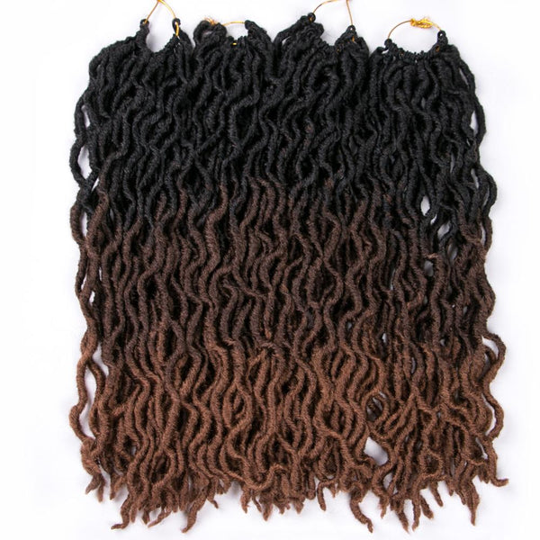 Qp hairFaux Locs Synthetic Crochet Hair Curly Dreadlocks 20 Inch 24 Roots/Pcs,Locs Twist Ombre Braiding Hair Extensions Black,Brown