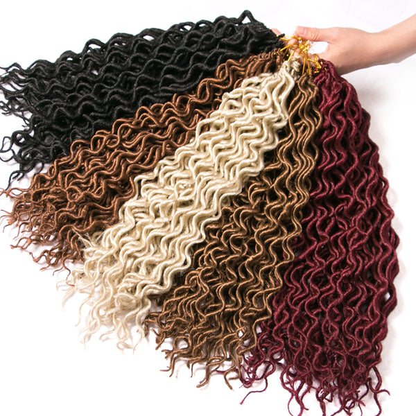 Qp hairFaux Locs curly Hair Synthetic 16 inch Crochet Braid hair 75g/pcs,24 Strands/piece Braiding Hair extensions Black Blonde