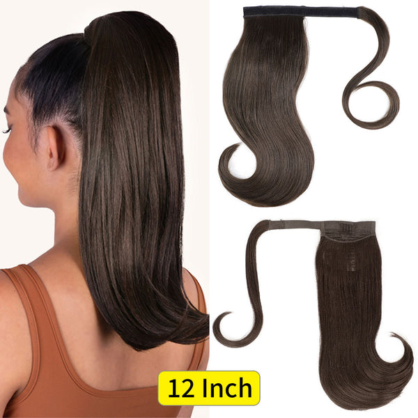 Qp hairMONIXI Long Straight Synthetic Ponytail Natural Black Ponytail Extension Claw Clip In Hairpieces for Women