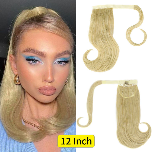 Qp hairMONIXI Long Straight Synthetic Ponytail Natural Black Ponytail Extension Claw Clip In Hairpieces for Women