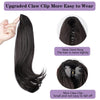 Qp hairMONIXI Long Straight Synthetic Ponytail Natural Black Ponytail Extension Claw Clip In Hairpieces for Women