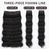 Qp hairMONIXI Synthetic Black Fish Line Hair Extension Long Wavy Invisible Wire Clip in Hair Piece for Women Natural Daily Hairpiece
