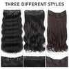Qp hairMONIXI Synthetic Black Fish Line Hair Extension Long Wavy Invisible Wire Clip in Hair Piece for Women Natural Daily Hairpiece