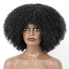 Qp hairMONIXI Synthetic Black Short Kinky Curly Wig with Bangs wigs for Women Dairy Short Hair Look Nature High Temperature