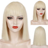 Qp hairMONIXI Synthetic Bob Wig with Bangs Short Straight Wigs for Women Yellow  Pink Blue Purple Cosplay Wig Natural Fake Hair