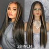 Qp hairMONIXI Synthetic Cosplay Wig Long Straight Wig Red Mixed Blonde Natural Wigs For Women Middle Part Black Brown Color Wigs