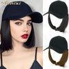 Qp hairMONIXI Synthetic Hat with Wigs Short Straight Bob Wig Sun Hat with Hair Baseball Cap for Women Daily Use Heat Resistant Wig