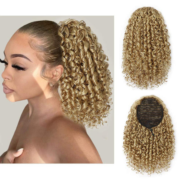 Qp hairMONIXI Synthetic Long Curly Ponytail Drawstring Puff Ponytail Hair Extension Clip in Pony Tail African American Hair Extension
