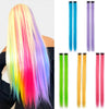 Qp hairMONIXI Synthetic Long Straight Clip In One Piece Hair Extensions 20 inch for Women Girls Rainbow High Temperature Faber Pieces