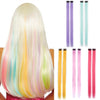 Qp hairMONIXI Synthetic Long Straight Clip In One Piece Hair Extensions 20 inch for Women Girls Rainbow High Temperature Faber Pieces