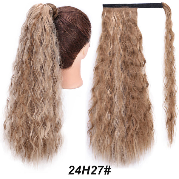 Qp hairMONIXI Synthetic Long Straight Wrap Around Clip In Ponytail Hair Extension Heat Resistant Synthetic Pony Tail Fake Hair