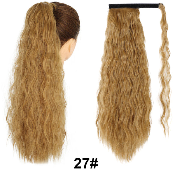 Qp hairMONIXI Synthetic Long Straight Wrap Around Clip In Ponytail Hair Extension Heat Resistant Synthetic Pony Tail Fake Hair