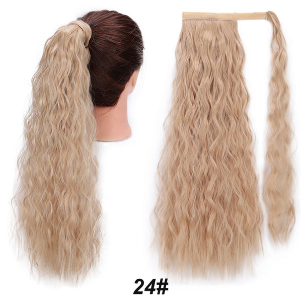 Qp hairMONIXI Synthetic Long Straight Wrap Around Clip In Ponytail Hair Extension Heat Resistant Synthetic Pony Tail Fake Hair