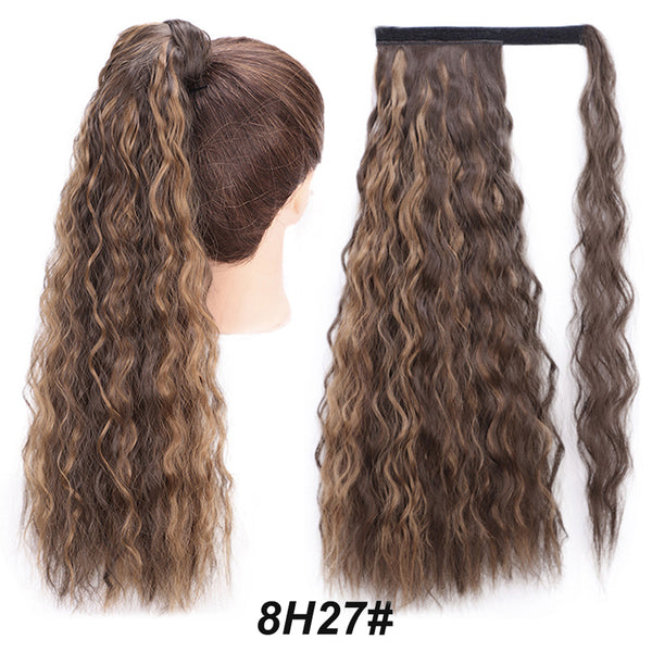 Qp hairMONIXI Synthetic Long Straight Wrap Around Clip In Ponytail Hair Extension Heat Resistant Synthetic Pony Tail Fake Hair