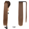 Qp hairMONIXI Synthetic Long Straight Wrap Around Clip In Ponytail Hair Extension Heat Resistant Synthetic Pony Tail Fake Hair