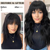 Qp hairMONIXI Synthetic Long Wavy Wig Black Wig With Bangs for Women Daily Use And Cosplay Ombre Blonde Heat Resistant Fiber Wigs