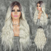 Qp hairMONIXI Synthetic Long Wavy Wig Ombre Blonde for Women Daily Used And Cosplay Middle Part Black Heat Resistance Fiber wig