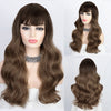 Qp hairMONIXI Synthetic Long Wavy Wig Ombre Platinum Wigs With Bangs for Women Daily Use And Cosplay Blonde Heat Resistant Fiber Wig