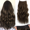 Qp hairMONIXI Synthetic Mixed Brown Hair Extension Long Wavy Invisible Wire Hair Clip in Hair Extensions for Women Natural Daily Hair