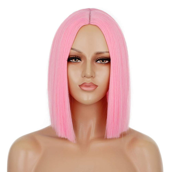Qp hairMONIXI Synthetic Short Straight Bob Synthetic Wig  Light Blue Hair for Women Pink  Purple Colorful Cosplay Wig Heat Resistant