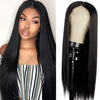 Qp hairMONIXI Synthetic T-Part Lace Wig Long Straight Black Wigs for Women Middle Part Natural Looking Glueless Fake Hair