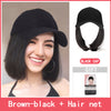 Qp hairMONIXI Synthetic Wig Short Bob Baseball Wig Black White Hat Wigs Cap with Hair Naturally Connect Baseball Cap Adjustable