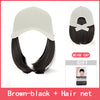 Qp hairMONIXI Synthetic Wig Short Bob Baseball Wig Black White Hat Wigs Cap with Hair Naturally Connect Baseball Cap Adjustable