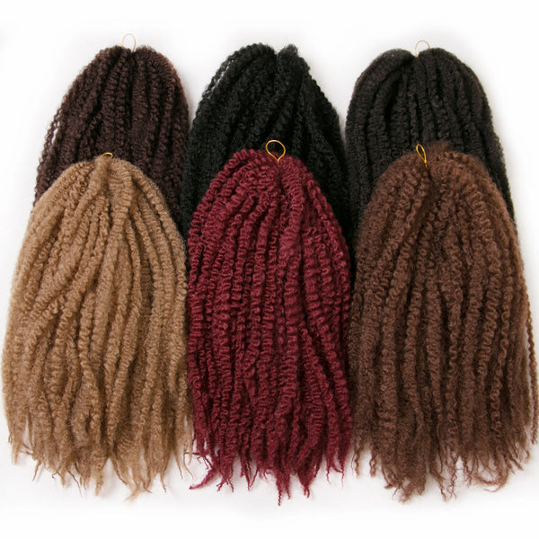 Qp hairMarley Hair 18 inch Afro Kinky Synthetic Braiding Hair Crochet Braids 30 Strands/pack Black Ombre Brown Hair Extensions Burgundy