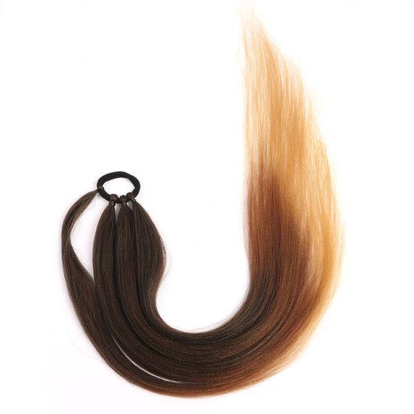 Qp hairPonytail Extensions Synthetic Boxing Braids Wrap Around Chignon Tail With Rubber Band Hair Ring 26 Inch Brown Ombre Braid DIY