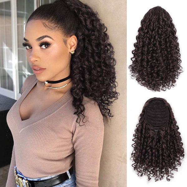 Qp hairSynthetic  Afro Kinky Curly Wig Drawstring Puff Ponytail Extension Synthetic Clip in Pony Tail African American Hair Extension