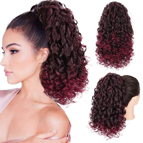 Qp hairSynthetic  Afro Kinky Curly Wig Drawstring Puff Ponytail Extension Synthetic Clip in Pony Tail African American Hair Extension