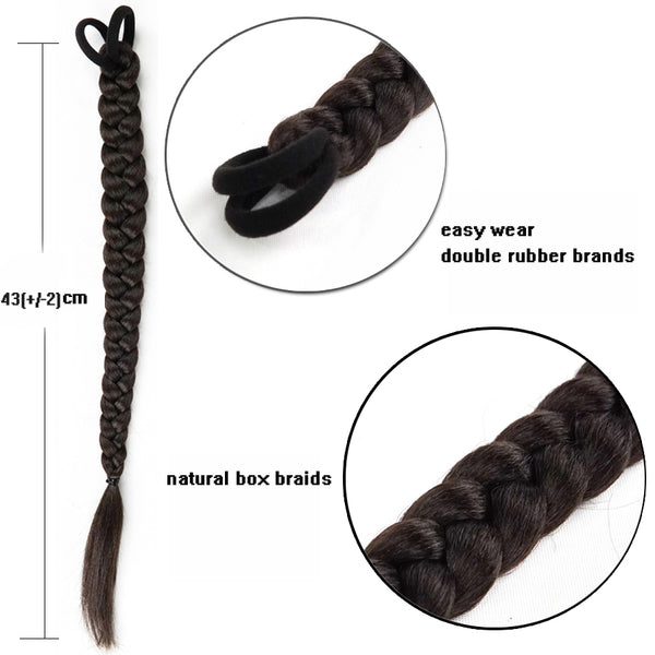 Qp hairSynthetic Chignon Tail With Rubber Band Hair Ring 16 Inch Boxing Braids Crochet Braid Hair Ponytail Extensions Black Brown