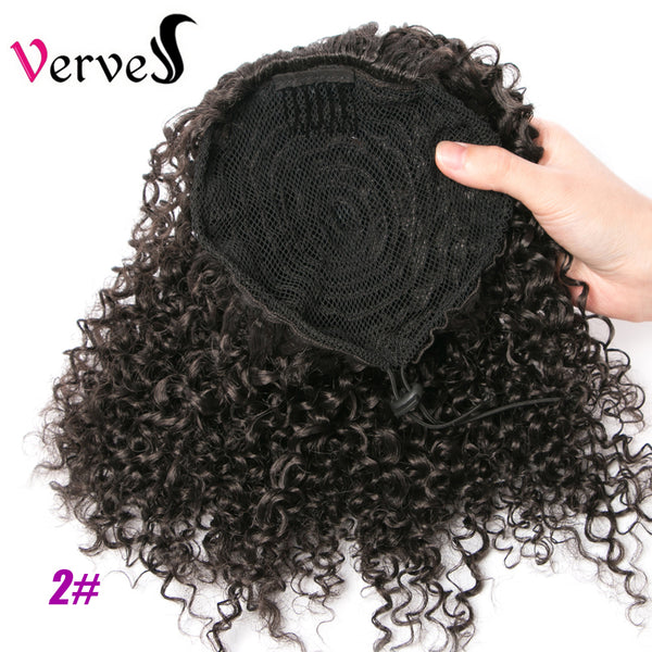 Qp hairSynthetic Curly Hairpiece With Rubber Band Hair Ring Chignon 10 Inch Crochet Braid Ponytail Hair Extension with Clip-in Black