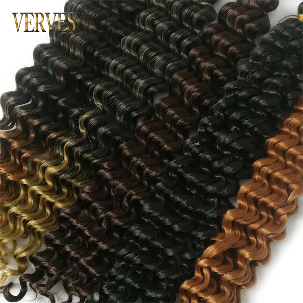 Qp hairSynthetic Deep Wave Crochet Hair Braids Extensions Natural Wavy 20 Inch Braiding Hair Ombre 100g/Pcs Black Brown Bundles