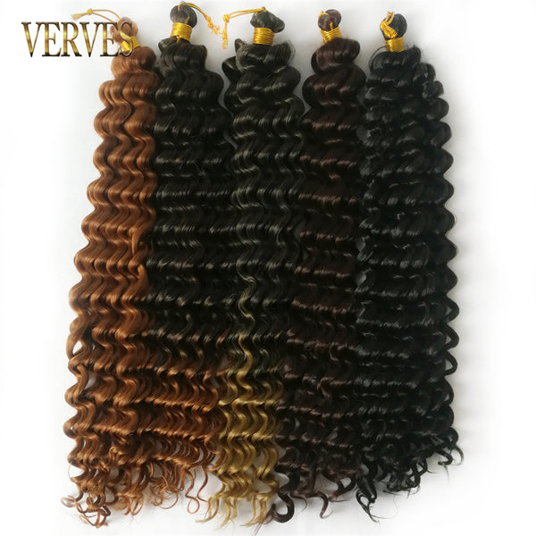 Qp hairSynthetic Deep Wave Crochet Hair Braids Extensions Natural Wavy 20 Inch Braiding Hair Ombre 100g/Pcs Black Brown Bundles
