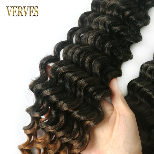 Qp hairSynthetic Deep Wave Crochet Hair Braids Extensions Natural Wavy 20 Inch Braiding Hair Ombre 100g/Pcs Black Brown Bundles