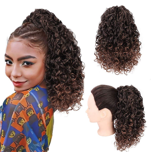 Qp hairSynthetic Drawstring Puff Ponytail Afro Kinky Curly Hair Extension Synthetic Clip in Pony Tail African American Hair Extension